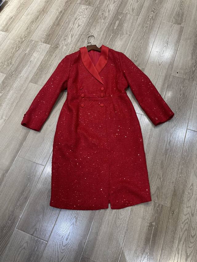 新款 净色翻领排扣收腰连衣裙 Smlxl