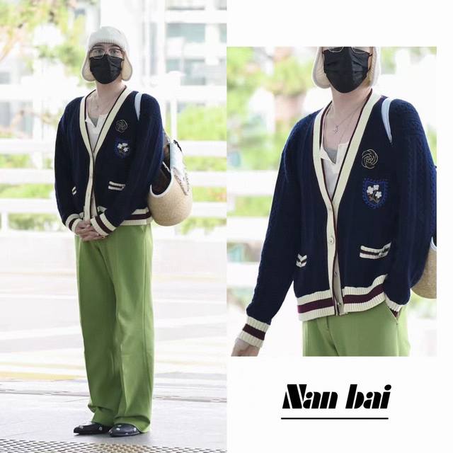 新款 撞色边章仔开衫 Sml