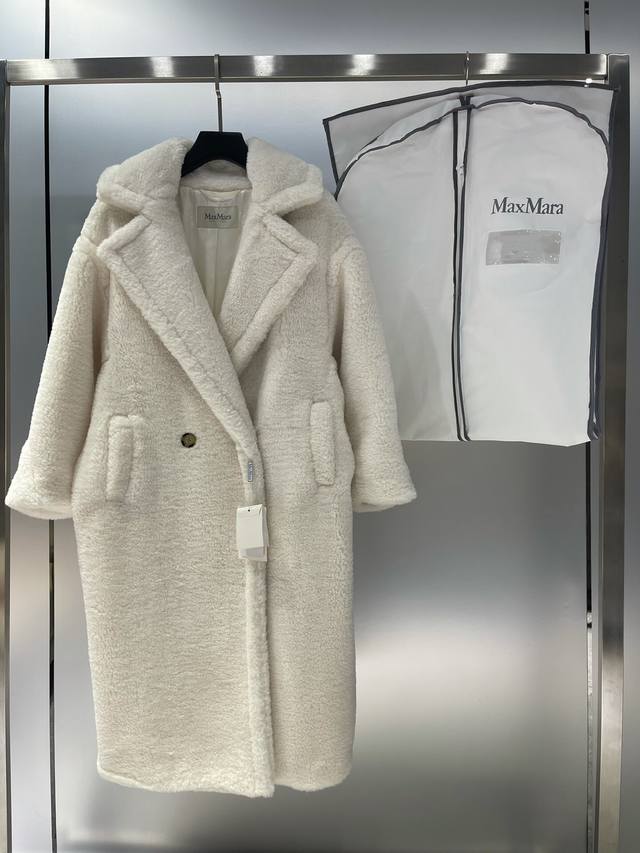 独家首发高端原单品质！ Maxma* 秋冬新款 泰迪绒内衬刺绣Logo大衣 有配防尘袋 Sml 白色 红色 咖啡色