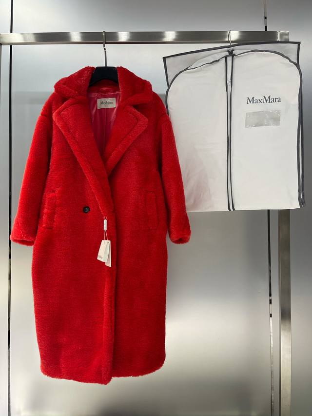 独家首发高端原单品质！ Maxma* 秋冬新款 泰迪绒内衬刺绣Logo大衣 有配防尘袋 Sml 白色 红色 咖啡色