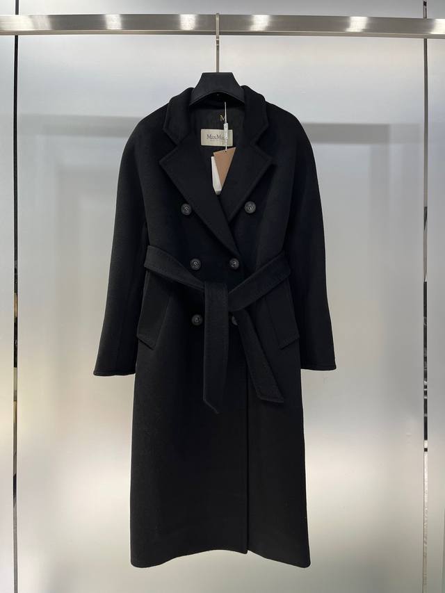 独家首发高端原单品质 Maxma* 秋冬新款 101801 经典内里提花字母刺绣Logo标 双排扣长款外套大衣 包含羊毛含量70% 30粘纤面料 有配防尘袋 S