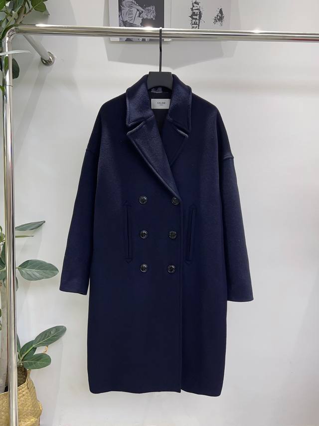 独家首发原单品质 Celi*E 25 新款刘诗诗同款毛呢大衣外套！藏蓝色不挑肤色，宽松版型还很遮肉，日常搭配超省心～深蓝 蓝色Sml