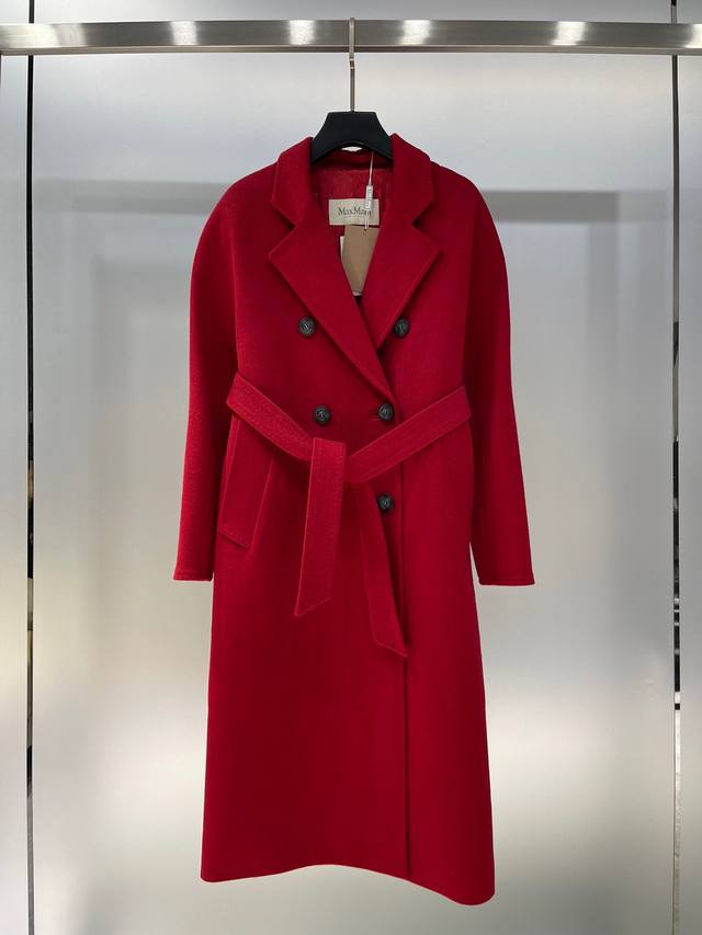 独家首发高端原单品质 Maxma* 秋冬新款 101801 经典内里提花字母刺绣Logo标 双排扣长款外套大衣 包含羊毛含量70% 30粘纤面料 有配防尘袋 S