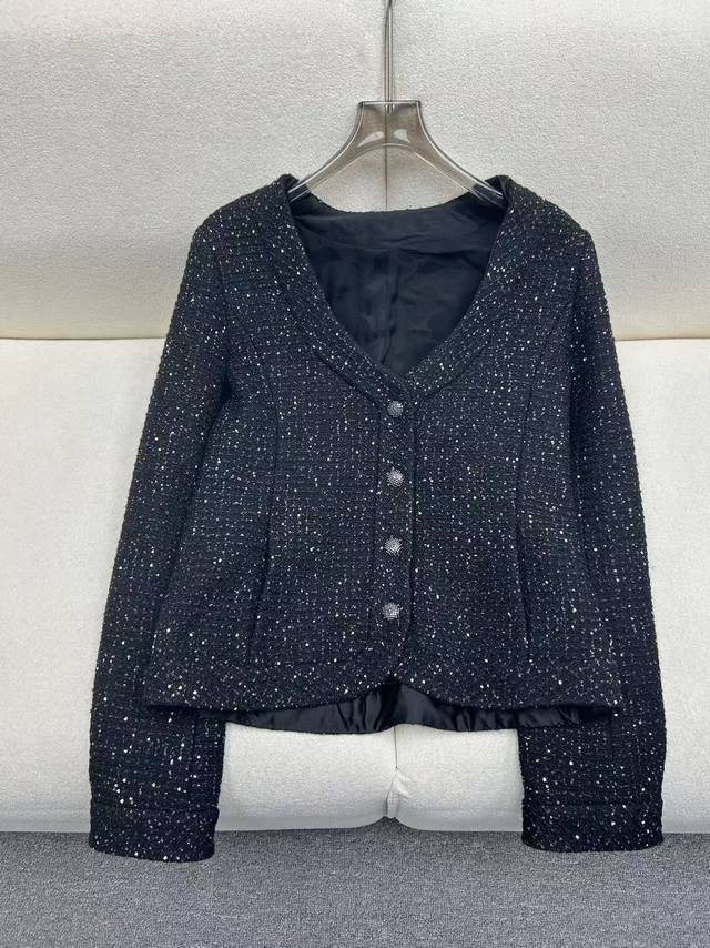 Chanl｜小香25秋冬新款法式小香风亮片花呢外套 100%真丝内里 Q