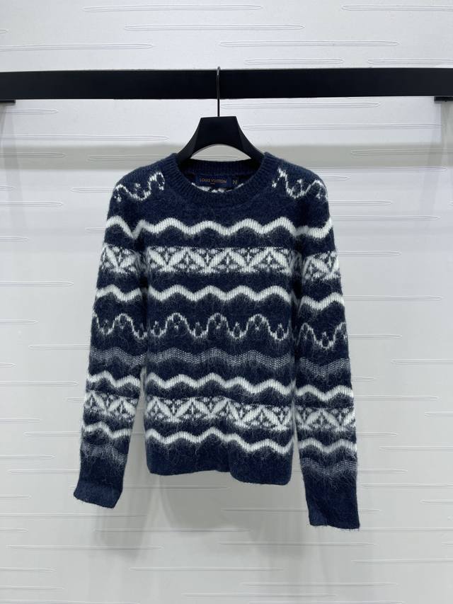 上新原单高端品质Louis Vui*Ton 2025秋冬最新系列！重工钩花圆领套头毛衣！滑雪系列 定制羊毛针织材质，质感高级，舒适柔软，圆领长袖毛衣，领口袖口螺