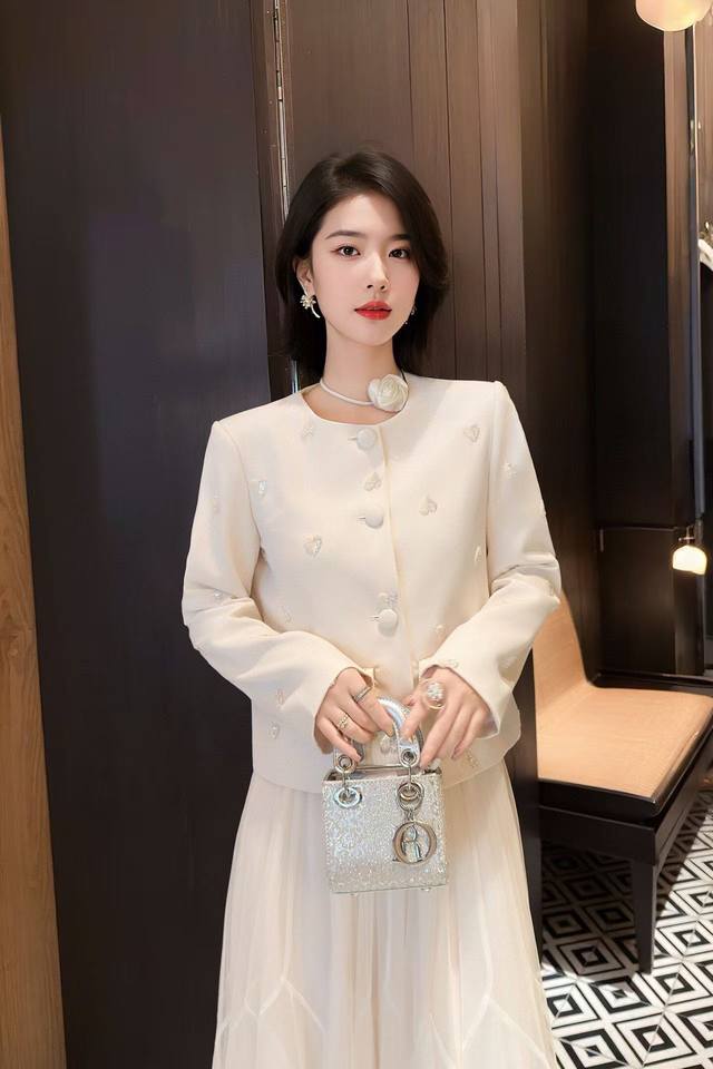 外套 独家定制面料斜纹肌理+精致钉珠，黑色短款外套适配浅牛仔，简约廓形藏着肌理质感与细节巧思，日常出街的质感小心机穿搭。 独家定制版独一无二款 黑杏两色 S M