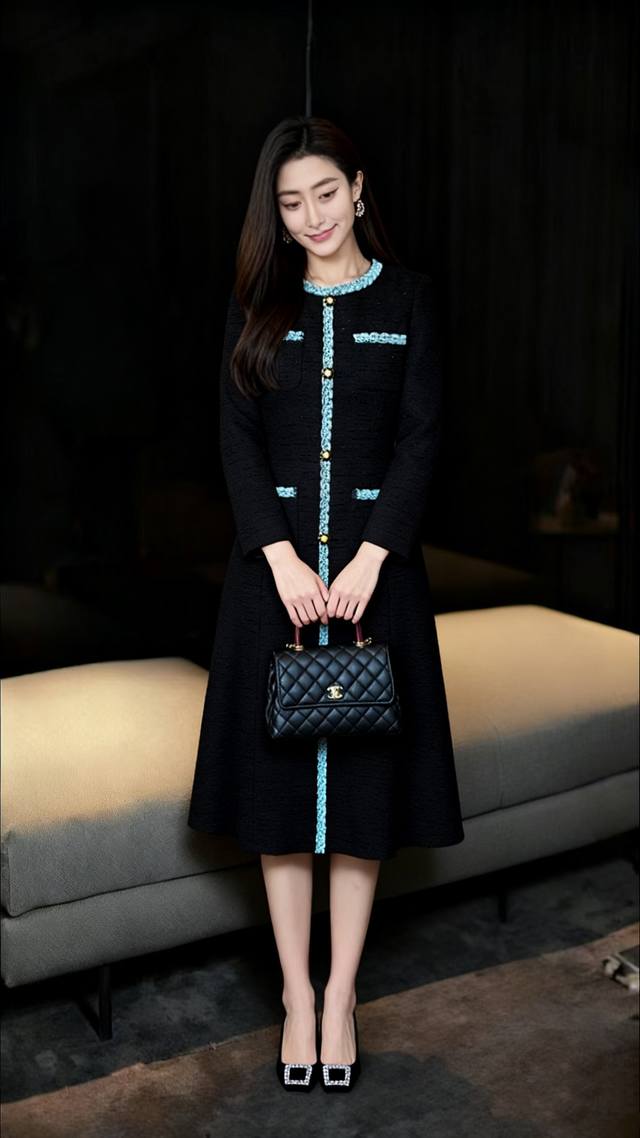 连衣裙 贵气法式千金 重工连衣裙 这条真的上身太好看了～贵气又甜美，大面积的重工钩边装饰，增加温润感，高档面料有肌理，营造艺术美感，A型收腰裙身又显曲线又把身材