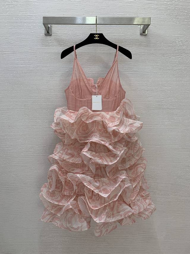 Zimmerma*N兹默曼澳洲品牌 高端定制重工层层荷叶边拼接蛋糕裙、气质名媛风宴会礼服裙修身显瘦吊带连衣裙！1.2.3.4 Smlxl 2码：胸围84 88，