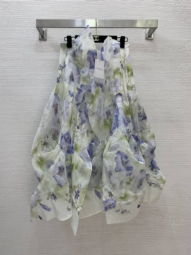 Zimmerma*N兹默曼澳洲品牌 高端定制垂褶层叠设计花瓣抹胸式礼服裙 收腰显瘦蓬蓬连衣裙！1.2.3.4 Smlxl 3码：胸围88~92，高腰围76，背中