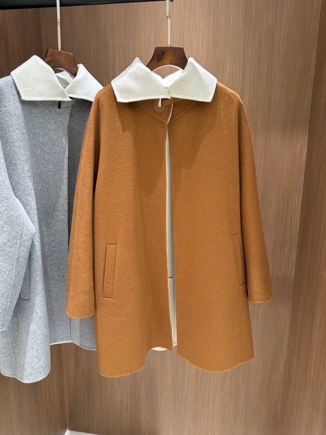L 25秋冬新款 小翻领双面纯羊绒中长款大衣 两色36 38 40