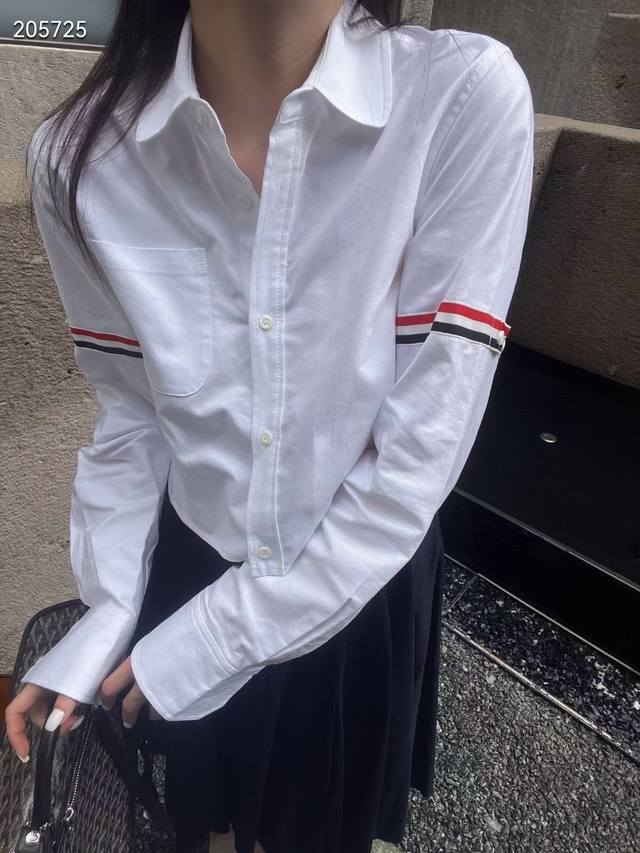 翻单到货 2025 早秋新款 英伦学院风短款牛津布衬衫宽松减龄款 三色三码Sml 面料:牛津棉