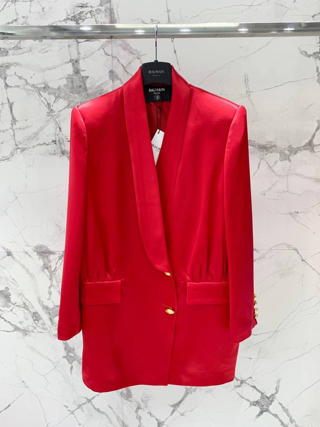 巴尔家 复古系列新款醋酸西服裙 宽松版型 西服裙 立体剪裁褶皱设计 下摆包裙版型 青果领时尚高级 优雅女神必入 都是丽人高级搭配 颜色红、白、黑 码数Sml