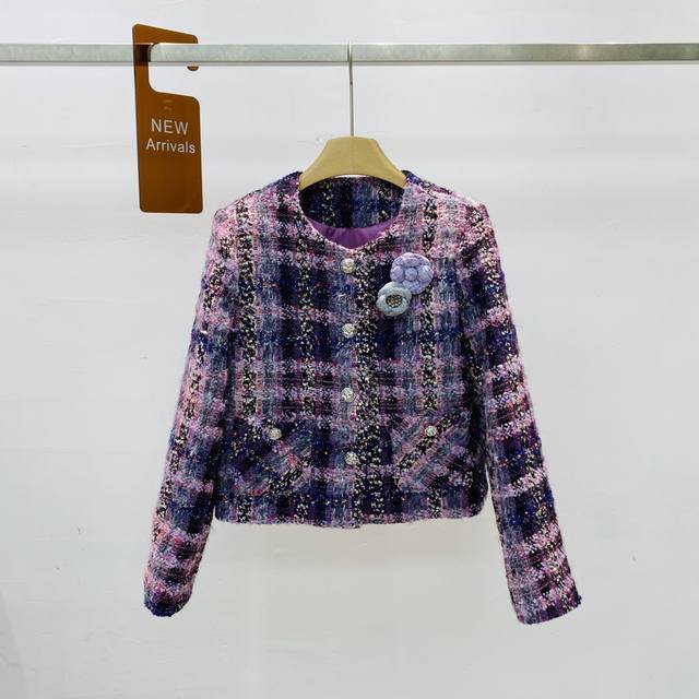 新款小香风短款粗花呢编织名媛气质高级感外套上衣Smlxl