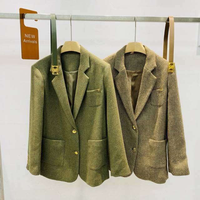 新款美拉德色系穿搭时尚气质减龄羊毛西装外套上衣Smlxl