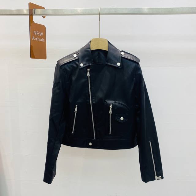 新款D家小蜜蜂Logo刺绣机车夹克经典款皮衣百搭外套Smlxl