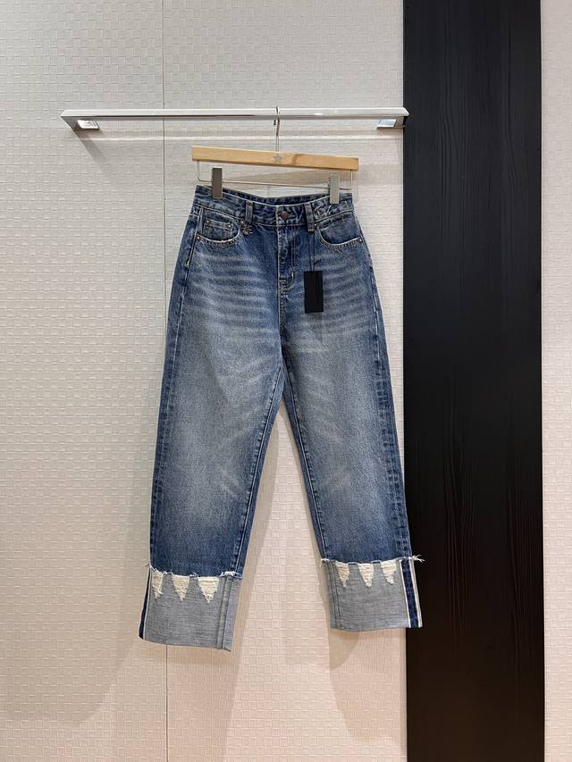 新款冲冲R13破损裤腿反折设计牛仔九分裤 定位洗水 五金配件开模 修身百搭 26-29