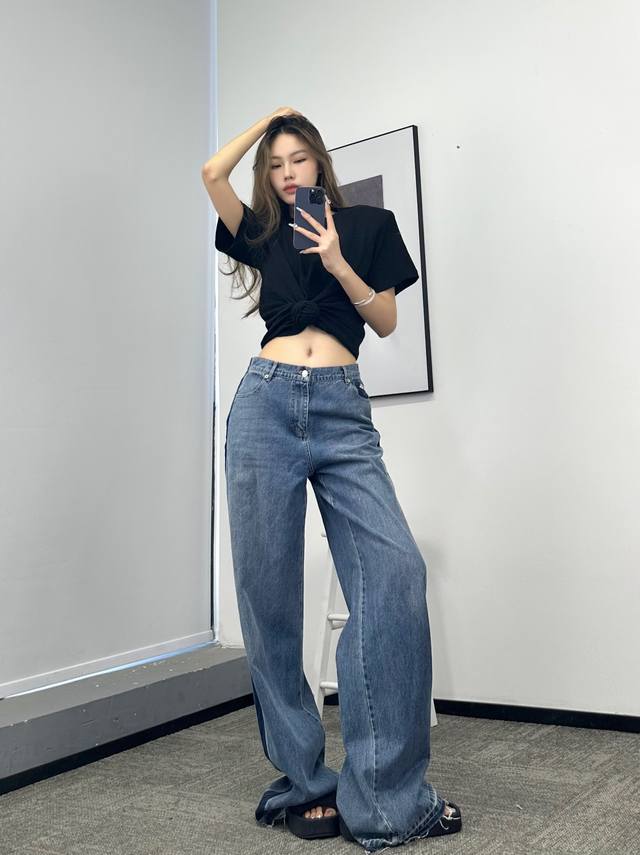 Magda打结纽花螺纹T恤！棉 新色 黑 Sml