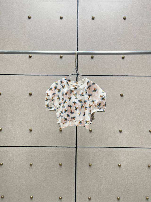 Vivi 印花刺绣短T恤！棉 Sml