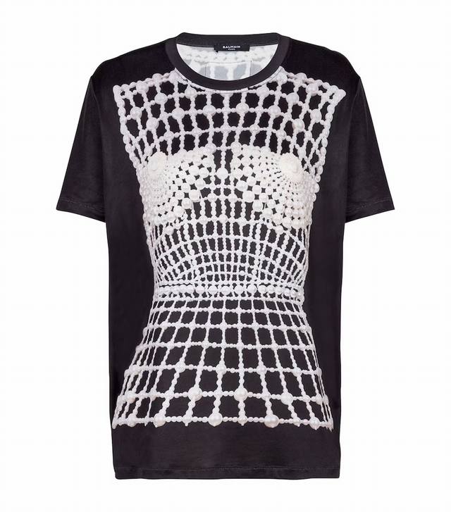 B 珍珠印花T恤！人丝 活性印花 Sml