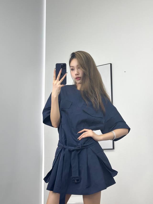 宽松腰带连衣裙！两色 Sml