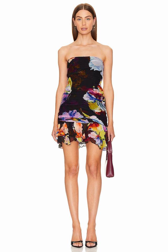 印花收褶荷叶连衣裙！雪纺面料 Sml