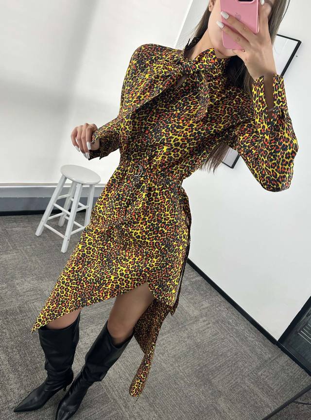 Vivi印花不对称连衣裙！小标志绣花 活性印花 棉 Sml