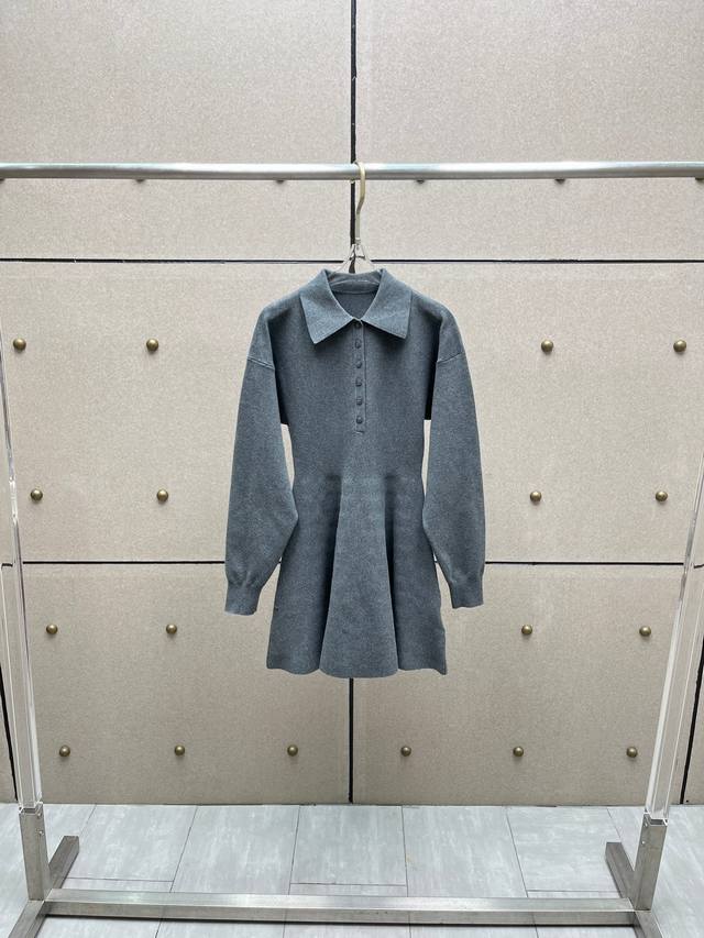 翻领针织连衣裙！棉纱线 Sml