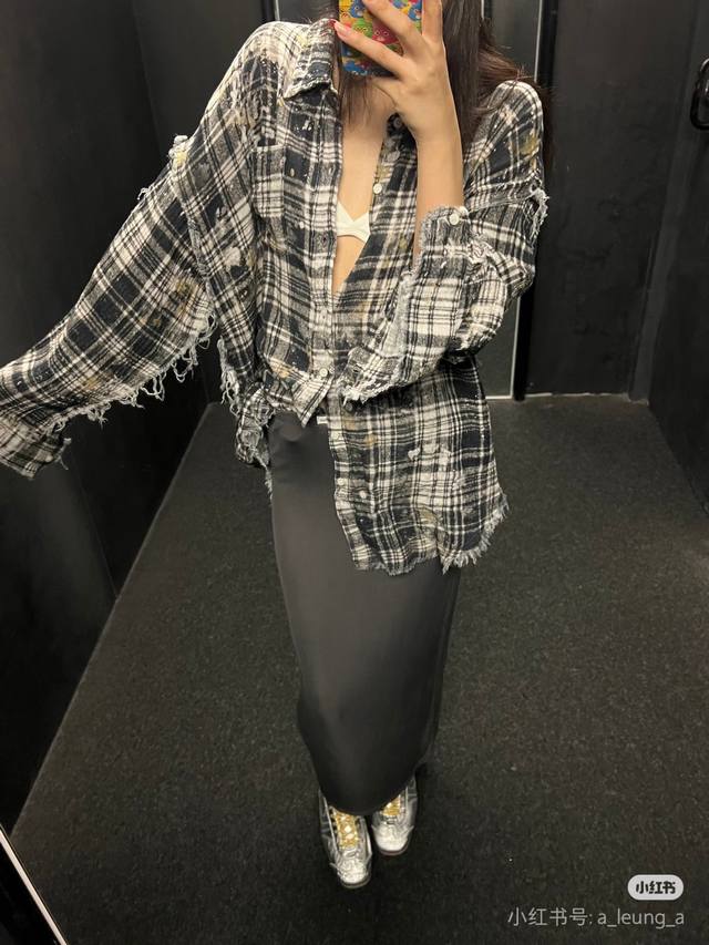 洗水毛须印花衬衫！柔软纱布 棉 Sml