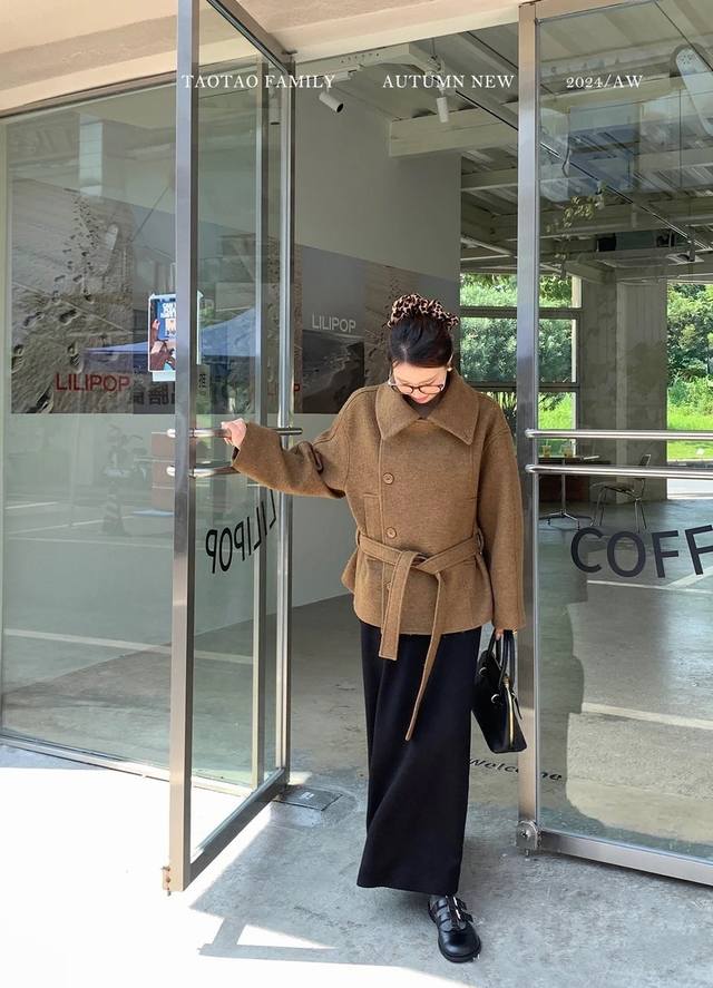 Lemai*羊毛腰带夹克外套！Sml