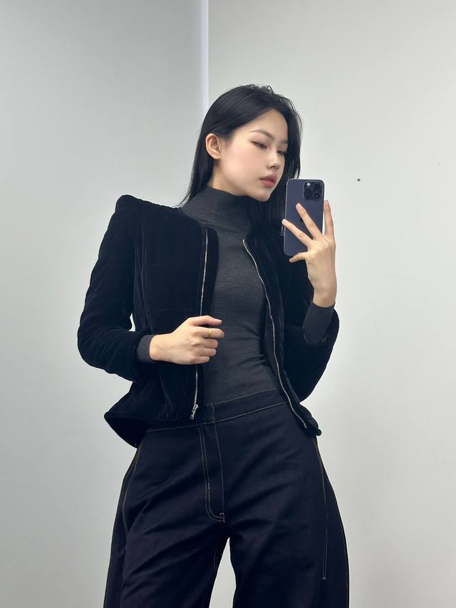 丝绒夹棉夹克外套！两色 Sml