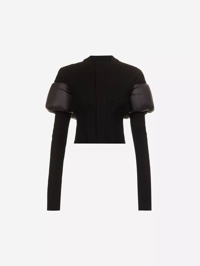 羊毛拼接羽绒夹克外套！100%羊毛，羽绒部分填充白鸭绒。