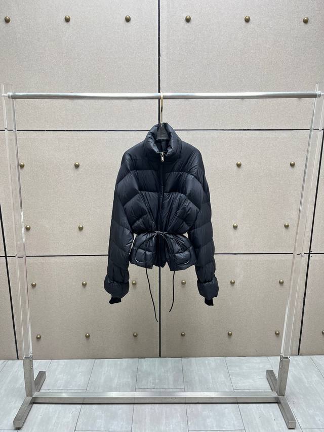 皮革系带羽绒服！90国家标准白鸭绒，两色 Sml