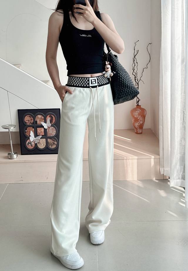 25早秋新款休闲裤 重工抽绳松紧织带拼接 高订面料亲肤感更舒适 订制面料 版型巨好订制高品质面料质感休闲女神神器减龄少女风气质优雅版型百搭不挑人上身美的不要不要