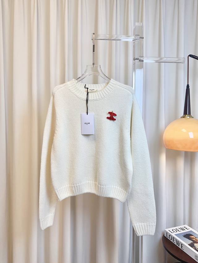 Ce**新款羊毛徽标Logo羊毛上衣 定制定织羊毛面料 质感好 舒适透气 采用羊毛别针徽标Logo点缀 精致减龄 最高品质 欢迎对比 米白 蓝色 Sml