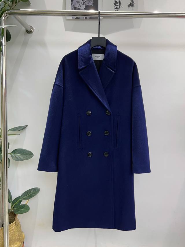 独家首发原单品质 Celi*E 25 新款刘诗诗同款毛呢大衣外套！藏蓝色不挑肤色，宽松版型还很遮肉，日常搭配超省心～深蓝 蓝色Sml