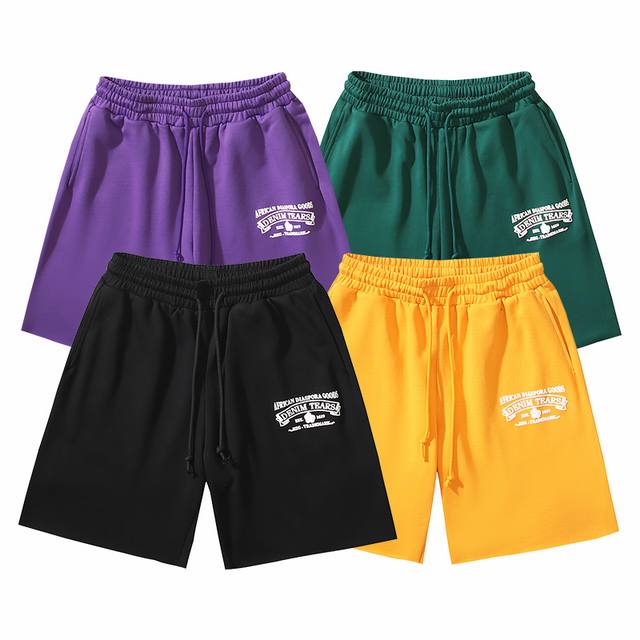 712# 实拍 Denim Tears主线木棉花发泡印花美式短裤 面料 360克纯棉毛圈布 颜色：黑色 黄色 绿色 紫色 码数：S M L Xl