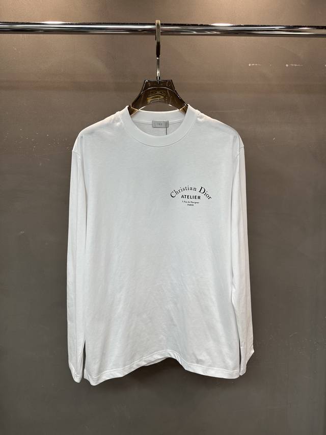 D*Or 经典款Cd标语印花长袖T恤 甄选长绒棉纱，260G精纺高支重磅定织定染面料 颜色:黑 白 码数:Xs-Xl