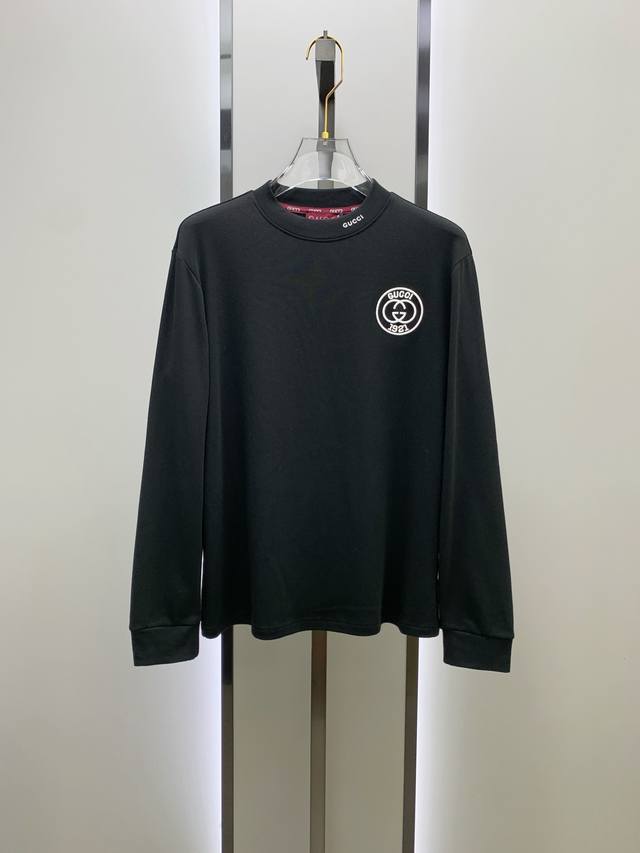 P古驰25Ss秋季 新品 新款贸易订单圆领长袖打底长袖T恤网红款！上身舒适透气，不僵硬，整体有着丰富的立体感，品质出口订单，满足通勤人们对于着装的简约需求，上身