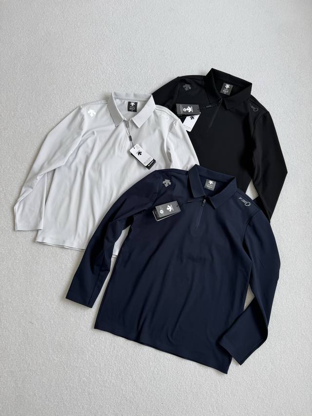 Ds 迪桑特25秋冬新款！高尔夫系列男士户外运动磨毛半拉链翻领Polo衫长袖上衣！掌柜力荐！观网门店同步！客供面料！无痕一体裁剪工艺！内里磨毛！面料带弹力！亲肤