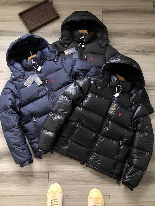 Ralph Laur＊N丨三色拉夫家 经典款 Gorham 小标马球Logo刺绣 男款商务通勤休闲防沾水羽绒服夹克. 颜色：藏青 黑色 亮面黑色. 面料：防水聚