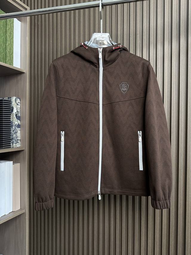 棕色～ Bc家2025Fw男装秋冬新品条绒连帽外套Moto