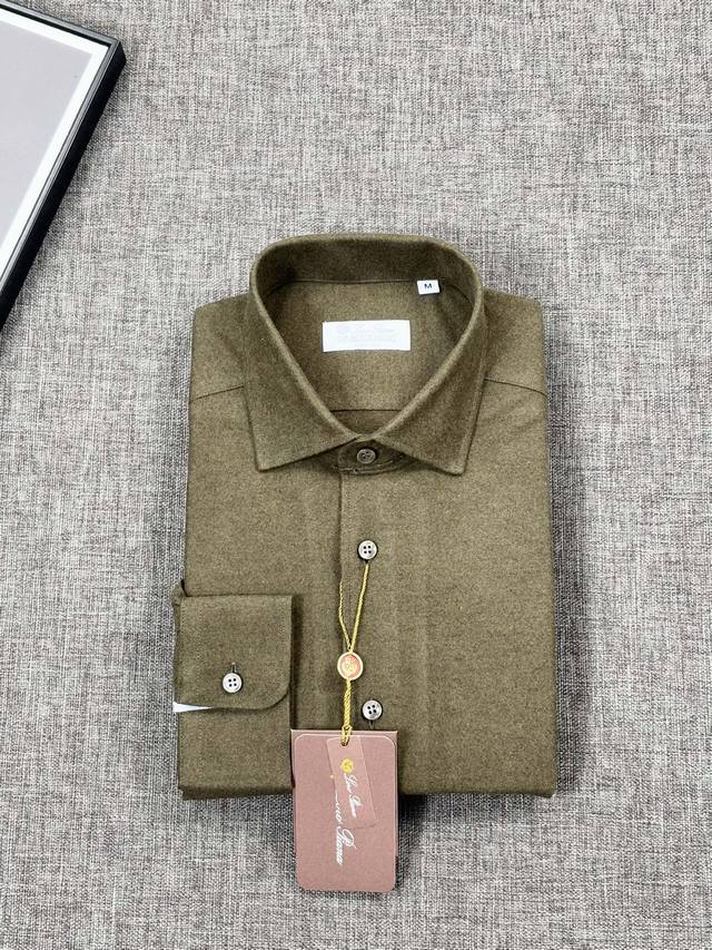 橄榄绿～ 2025年秋冬新款。Lp诺悠翩雅。国王的礼物系列，羊毛羊绒混纺舒适磨毛衬衫，
