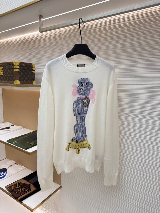 Dior 图案提花圆领套头长袖羊绒衫 正品：15000购入开发 货号：1680827-B50 面料：羊毛面料 工艺：提花制作 版型：合身版型 克重：约300克