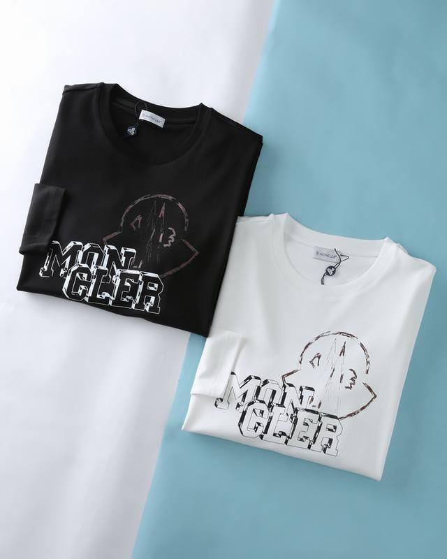 Mon*扣 25Fw秋冬新款加厚兰精莫代尔棉长袖T恤，男士3D立体字母印花标识时尚百搭长袖T恤打底衫！贸易公司渠道稀出，同步Gw发售！M家新款打底衫以其优质的面