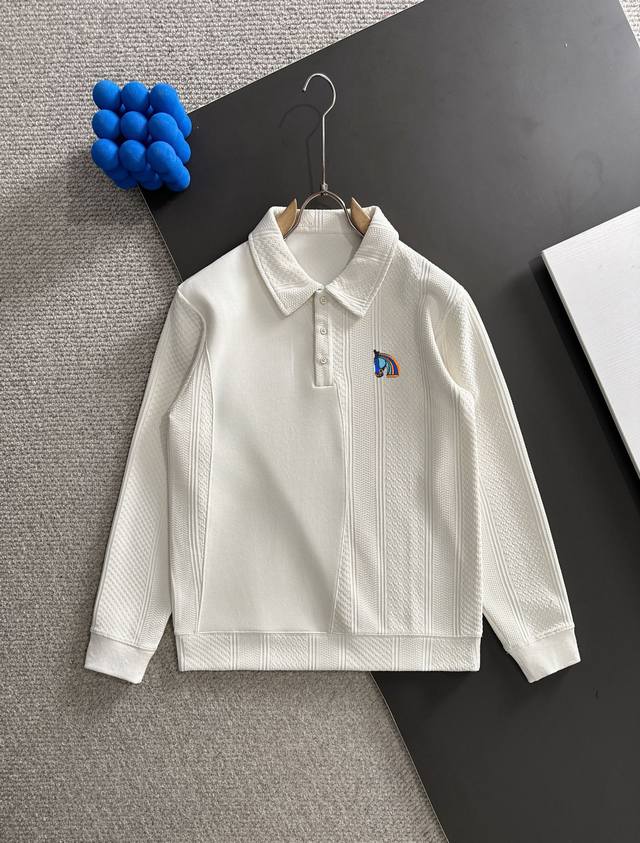 隔天出货 爱马仕 2025 秋季男士拼接面料 质量和裁剪无可挑剔专柜1：1原版设计 采用提花肌理感面料拼接，休闲微弹面料 上衣翻领卫衣男装简约高级感微宽松休闲套