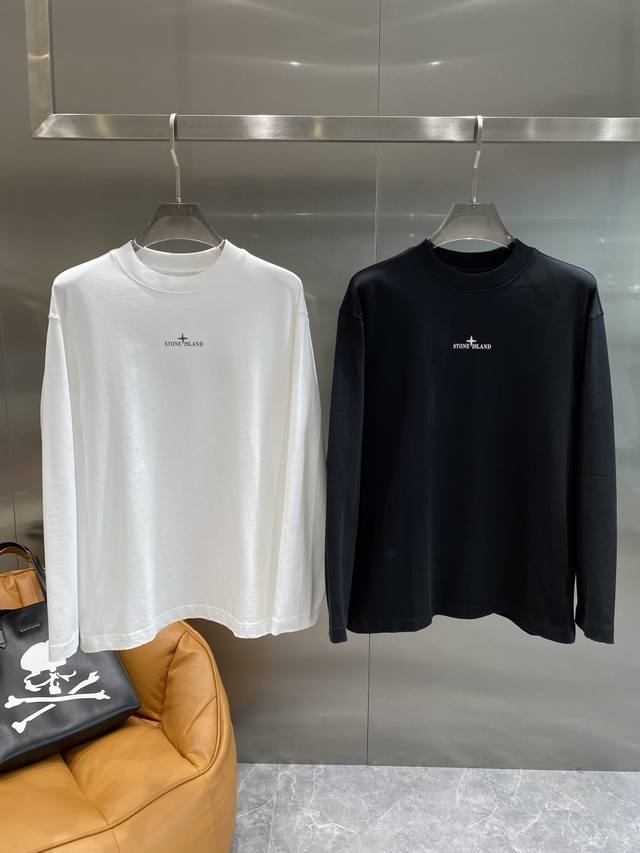 石头家 2025新款秋冬限定款重磅高克重长袖T恤，定制织梦雅韵罗纹棉 设计师理念款面料: 重磅 380克尺码： S M L Xl 颜色: 黑色 白色 隔天