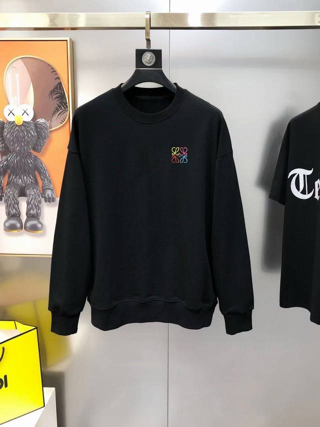 L*Ewe 罗意葳2025秋冬新款原单男士休闲卫衣 高端定制 高版本 时尚百搭爆款Os宽松偏大版型刺绣Logo设计 原版进口100%纯棉面料 螺纹袖口.领口衣摆