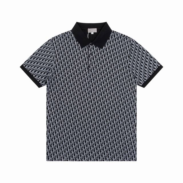 迪奥 官方原版复刻！原单高端版本！2025春夏新款短袖翻领Polo衫T恤～ 设计前卫！订制丝光珠地棉、手感柔软！穿着舒适～刺绣品牌Logo工艺设计 ！纽扣带Lo