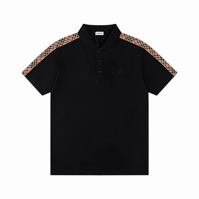 巴宝莉 官方原版复刻！原单高端版本！2025春夏新款短袖翻领Polo衫T恤～ 设计前卫！订制丝光珠地棉、手感柔软！穿着舒适～刺绣品牌Logo工艺设计 ！纽扣带L