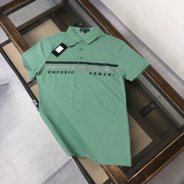 Aarmani 阿玛尼 2025春夏新款短袖翻领Polo衫T恤 修身版型 ～ 高端订制～ 设计前卫！订制丝光珠地棉、手感柔软～穿着舒适～刺绣品牌标识Logo工艺